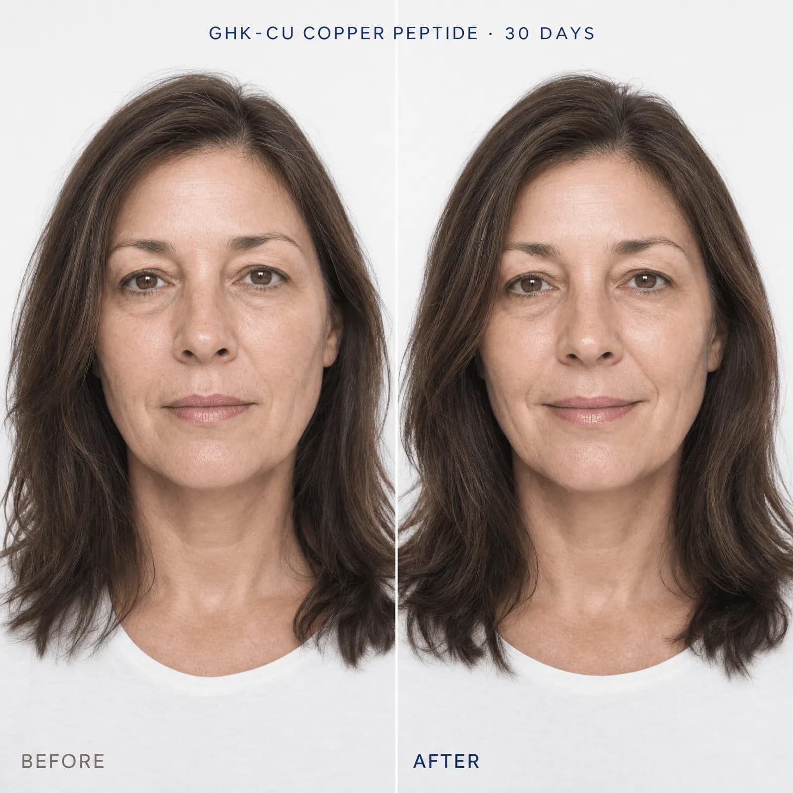 Before and after using GHK-Cu copper peptide mist for 30 days