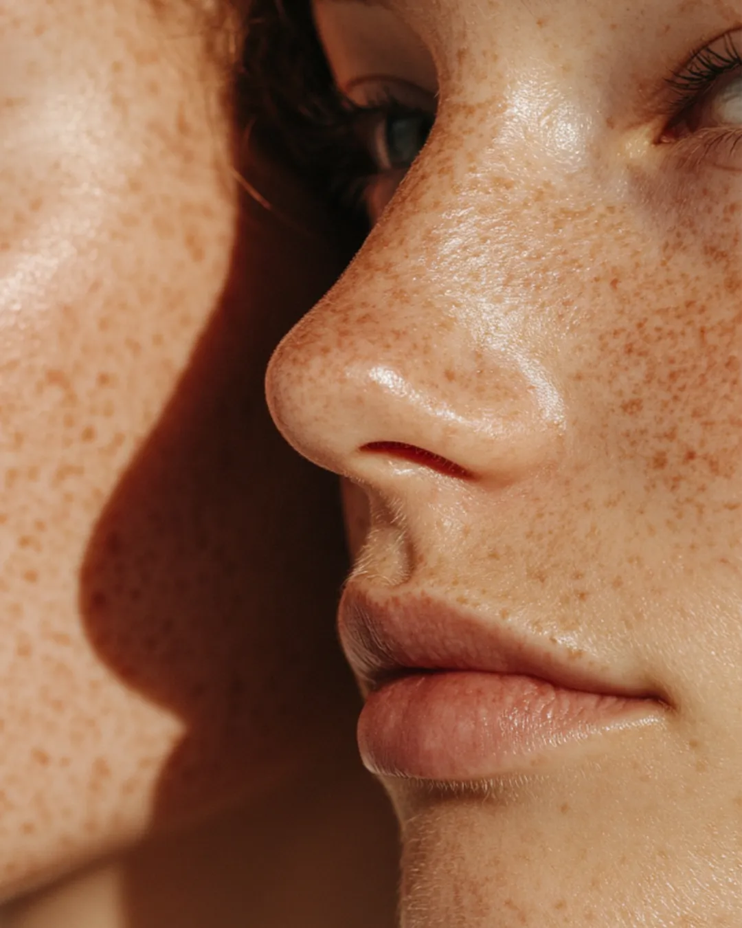 Close-up of hydrated real skin texture