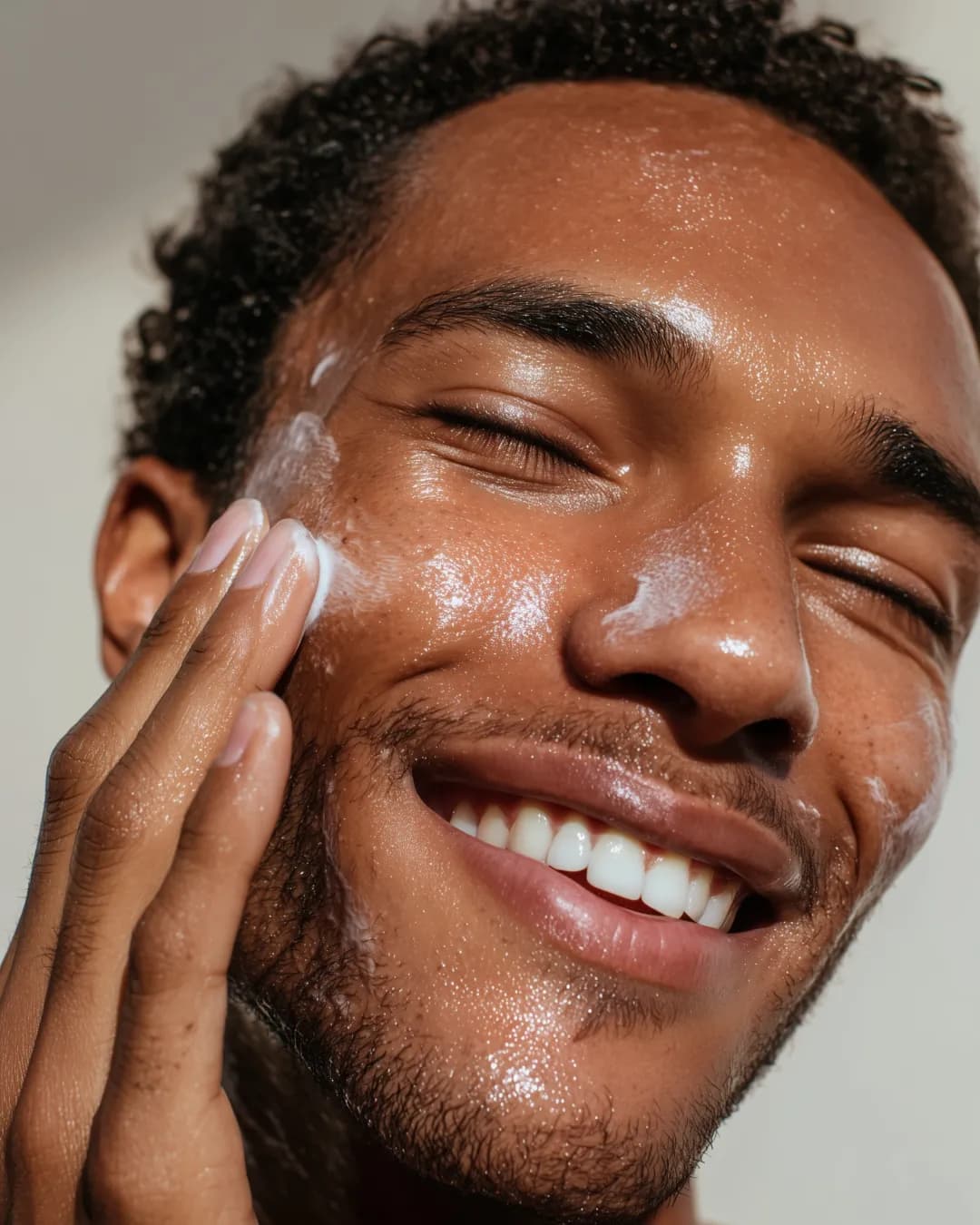 Close-up of hydrated, freckled skin after a Super Smart Skin routine