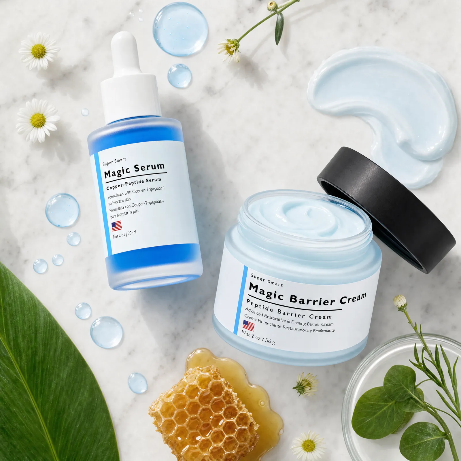 Super Smart Skin routine products for firm, hydrated-looking skin
